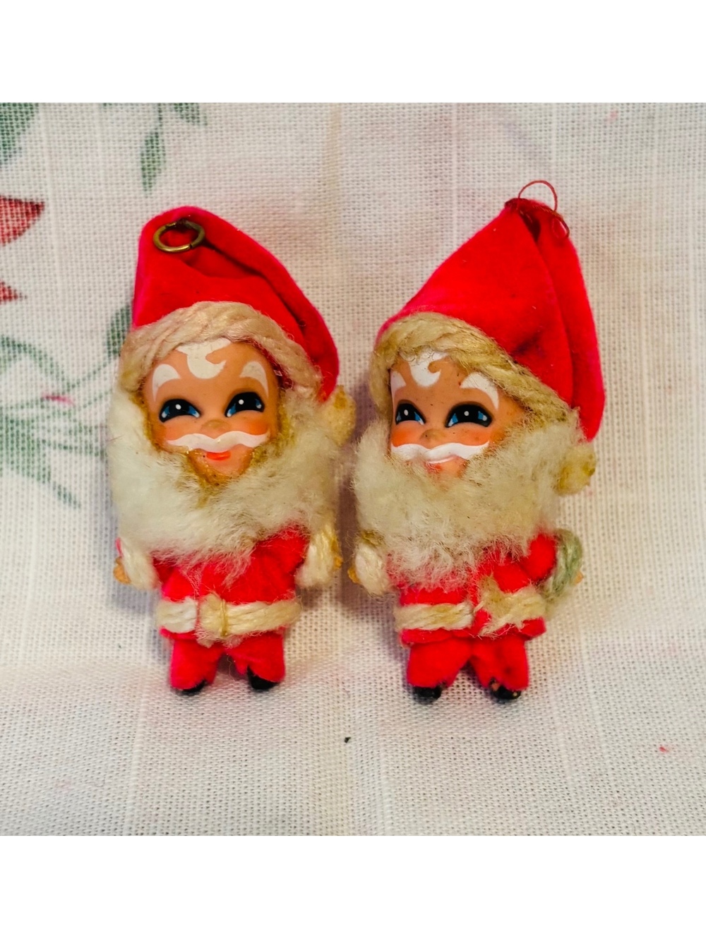 Vtg 1968 Mattel Holiday Liddle Kiddles Santa Claus Dolls Ornaments PAIR Lot of 2